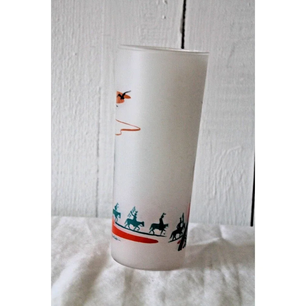 Knox Oil Famous Oklahoma Indians Geronimo Apachie Blue Eagle Frosted Glass 6